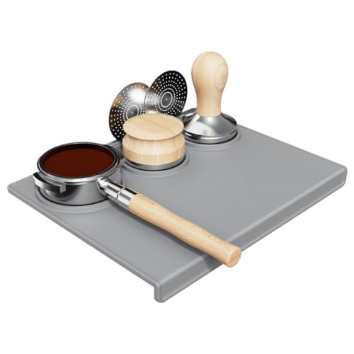 Image of Espresso Tamping Mat, Coffee Tamper Mat, Espresso Mat for Counter, Silicone Tamper Mat, Food-grade, Non-Slip, Waterproof, Heat Resistant (Gray, 25x20x2cm)