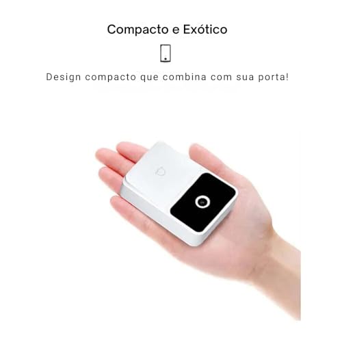 Campainha Inteligente Sem Fio com Câmera e Áudio, Wi-Fi, Visão Noturna e App para Monitoramento em T