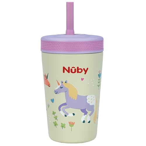 Image of Nuby Thirsty Kids Flexstraw Stainless Steel Insulated Toddler Cup - 12 oz