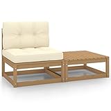 vidaXL 2-delige Loungeset met kussens grenenhout honingbruin