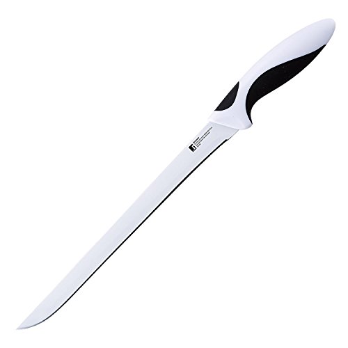Bergner Black&White - Cuchillo jamonero de Acero Inoxidable y cerámica, 25 cm