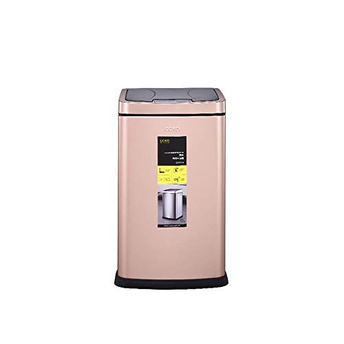 Poubelle cuisine avec couvercle anti odeur automatique à induction 6l carrée rose gold