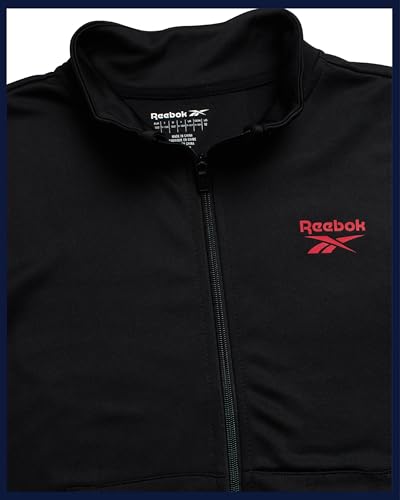Reebok Boys Joggers Set - 3 Piece Boys Tracksuit Set with Tricot Zip Up Jacket Athletic Cotton T-Shirt and Jogger Sweatpants, Size,