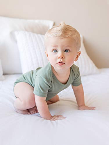 Colored Organics Unisex Baby Organic Cotton Bodysuit - Short Sleeve Infant Onesie - Thyme Green - 3-6M - Thumbnail 2