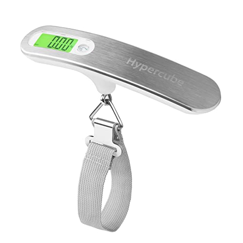 Hypercube Luggage Scale Portable Digital Weight Scale for Travel Suitcase Weigher with Tare Function 110 Lb/ 50Kg Capacity Grey