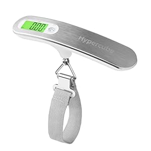 Hypercube Luggage Scale Portable Digital Weight Scale for Travel Suitcase Weigher with Tare Function 110 Lb/ 50Kg Capacity Grey