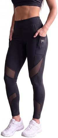 Mehrang Stretchable Gym Pants for Women & Tights for Women Workout with Mesh Insert & Side Pockets