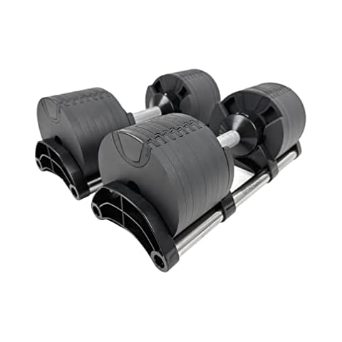 2x 32kg 16-in-1Adjustable Dumbbells PAIR 2kg Increments Solid Steel Affordable Dumbbells Weights Space Saver Dumbbell for home 64kg (32kg x 2) Cover