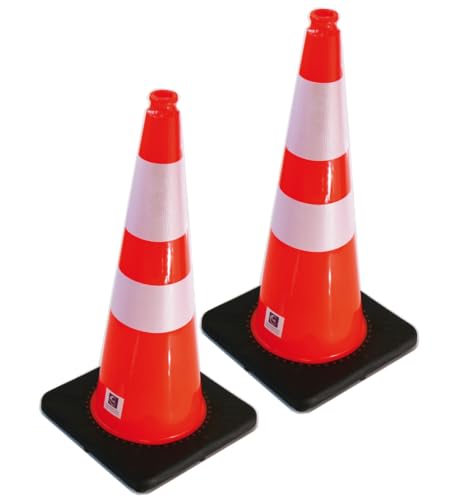 AUA SIGNALETIQUE - Cône De Signalisation Réfléchissant Classe 2 - Hauteur 75 cm - Base Noire Lestée 3,2 Kg - Cône de sécurité Chantier K5A (2)