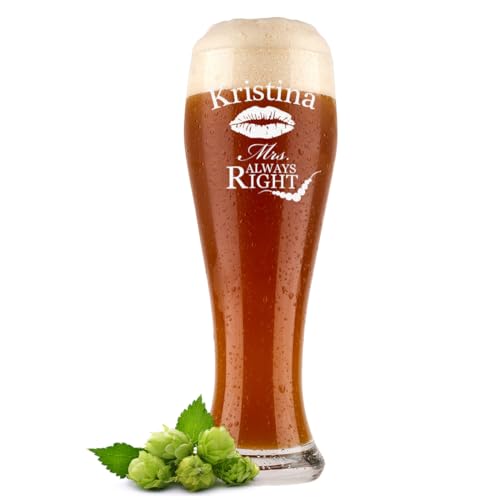 polar-effekt Verre à bière de blé 0.5l avec gravure idée cadeau personnalisé en verre de blé - motif Mrs. Always Right