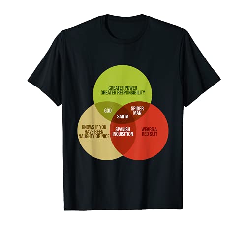 Diagramme de math Venn humoristique avec inscription « Santa Knows Naughty or Nice » T-Shirt