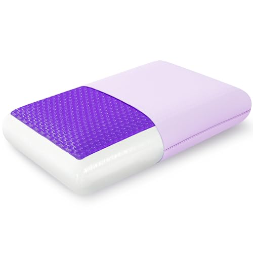Image of EGOHOME Cooling Gel Memory Foam Pillow - Reversible Cooling Cover, Neck Support for Side, Back and Stomach Sleepers, Removable & Machine Washable, All-Season Comfort, Queen Size, Purple