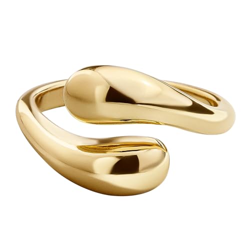Aojun 14K Gold Filled Chunky Open Stackable Rings for Women | Bold Statement Ring Band Gold Rings for Women