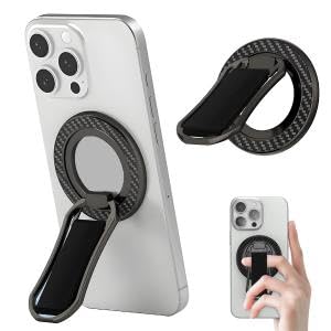 Image of ZORBES Magnetic Phone Grip Strap with 360 Degree Swivel Folding Kickstand, Universal Compatibility Metal Phone Stand Desk Support Detachable Holder for Smartphones
