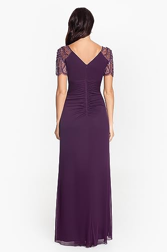 Xscape Female Long Sheer Matte Jersey Beaded Flutter Sleeve2