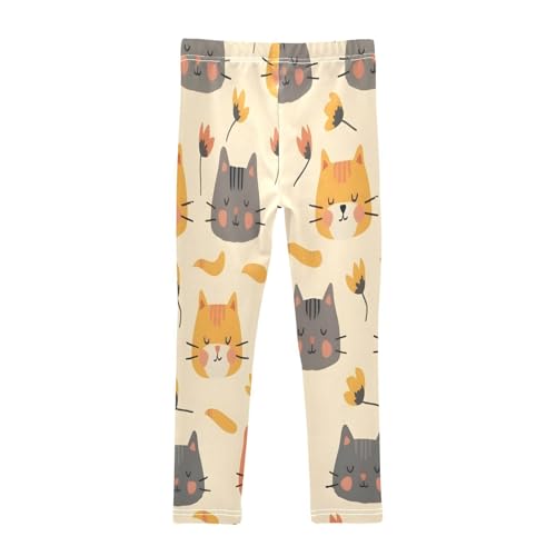 Toddler Girls Leggings Printed Yoga Pants Leggings Cats Flowers for Kids2