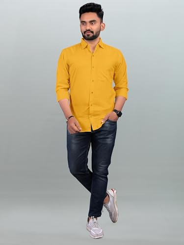 Image of Men Regular Fit Solid Spread Collar Casual Shirt