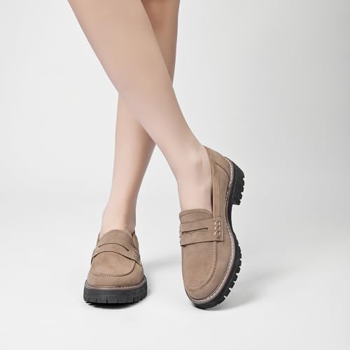 Image of Womens Loafers Shoes Platform Chunky Penny Loafer Lug Sole Comfortable Slip On Work Office Business Casual Dress Shoes, US Size 5-11.5