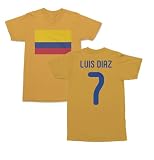 SWEET LEMONS Colombia Pride Luis Diaz 7 Two-Sided Tribute Unisex T-Shirt (Gold, X-Large)