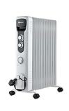 PureMate Oil Filled Radiator, 2500W/2.5KW - 11 Fin - Portable Electric Heater, 3 Power Settings, Adjustable Temperature and Thermostat, Thermal Safety Cut off & 24 Hour Timer
