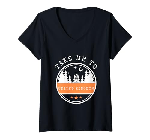 Mujer Take Me To Viajes de vacaciones Reino Unido Camiseta Cuello V