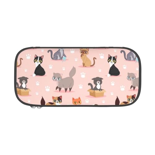 Image of Cute Cat Pencil Case Aesthetic Large Capacity Pen Pouch | Storage Bag with Compartments for Travel School Office Organizer
