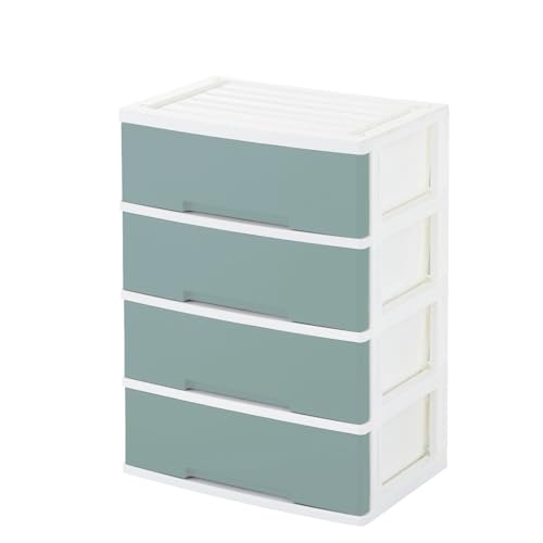 グリーンパル チェスト プラスチック製 ワイド 4段 幅60cm 奥行40cm 高さ81.5cm 引き出し収納 衣装ケース キャスター付き 収納ボックス 衣替え カラバリ豊富 (ミントブルー, ワイド4段)