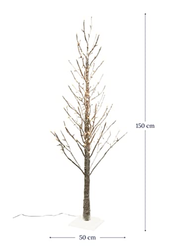 Bop Albero Di Natale Slim Innevato Con Luci Incorporate Afrodite 150 Cm | Albero Luminoso Minimal, Led A Luce Calda | Albero Di Natale Illuminato, Rami Effetto Legno Naturale | 186 Led Bianco Caldo - 7