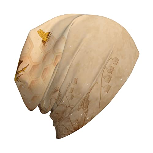 Daguys Honey Bee Wildflower Beanie Hats For Men Women Slouchy Beanies Knit Hat Skull Cap Cancer Hat Chemo Headwear Caps #TOP2