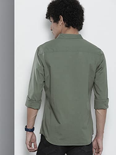 Image of The Indian Garage Co Men Slim Fit Solid Full Sleeves Cutaway Collar Casual Shirt