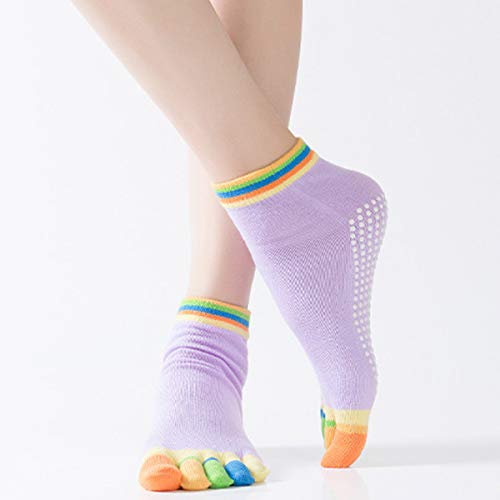 Tintao 3 Pairs Yoga Socks For Women Non Slip Non-Slip Five Toe Socks For Pilates, Barre, Ballet, Fitness,Y10 (Hp+Bl+Yl) #TOP5