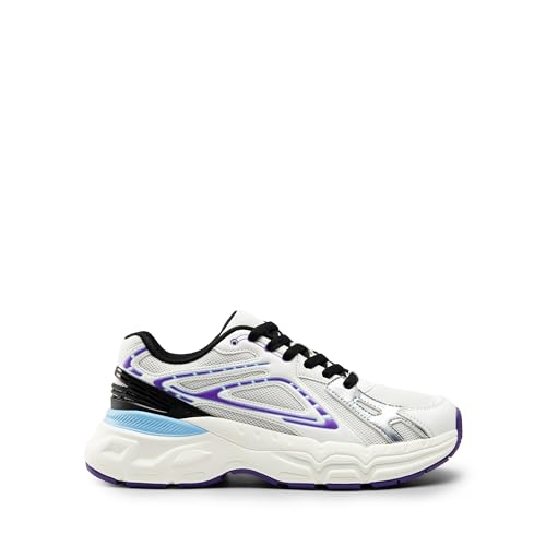 DREAM PAIRS Women's Platform Chunky Liv Fashion Sneakers Walking Lace-Up Comfortable Y2K-Style Sneakers Workout Sport Work Casual Tennis Shoes,Size 9.5,White/Purple,SDFN2436W