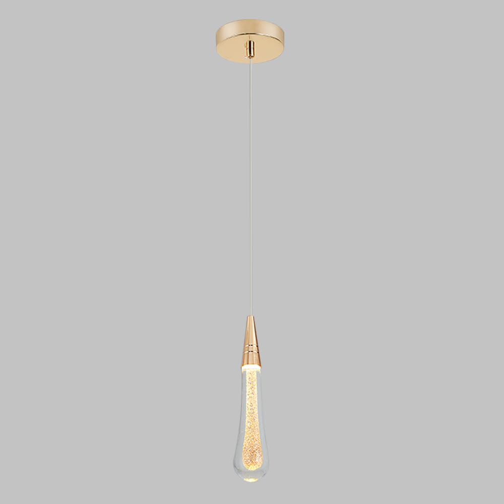 Agteruo Lámpara Colgante LED Dorada Moderna, candelabros de Cristal, luz cálida de 3000 K, Altura Ajustable, Ideal para Cocina, Comedor, Dormitorio, Techo (1 Unidad)