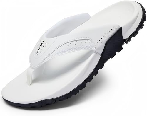 Image of AIRHAS Mens Arch Support Walking Flip Flops Durable Comfort Outdoor Thong Sandals for Men Non Slip Summer Beach Sandals