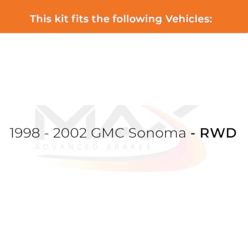 Image of Max Advanced Brakes Front Brake Kit Compatible With 1998 1999 2000 2001 2002 GMC Sonoma RWD Replacement Geomet Coated OE Disc Brake Rotors and Ceramic Brake Pads