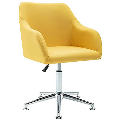 vidaXL Chaise Pivotante de Bureau Fauteuil Ergonomique Siège Pivotant de Bureau Chaise de Salon Fauteuil de Bureau Chambre à Coucher Jaune Tissu