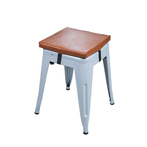 Lominc Square Seat Cushion 12X12 Inch, Waterproof Leather Square Chair Pad, Anti Slip, Perfect For Metal/Wood Stool Chairs, Brown(Cushion Only) #TOP1