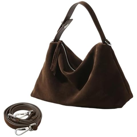 Genuine Leather Suede Hobo Bags for Women, Brown Suede Handbag Suede Purse Retro Slouchy Suede Tote Bag Shoulder Bag Cover