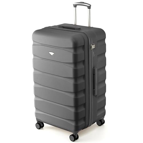 Flight Knight 80cm Trunk Suitcase - Hard Shell ABS Checked Luggage for Long-Haul Travel with Large Capacity Interior, Spinner Wheels and TSA Lock - Approved for Most UK Airlines