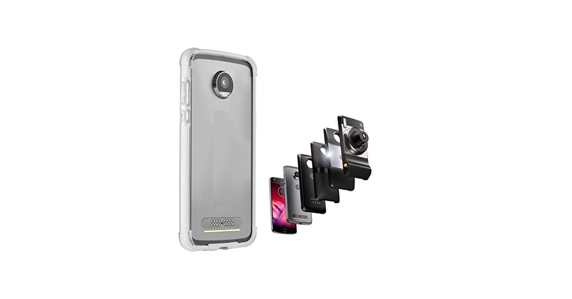 moto Z2Play本体、カメラmods、純正カバー Amazon.com: CaseWe - Motorola Moto Z2 Force Protective