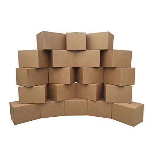 Image of Medium Moving Boxes, 20 Pack, Corrugated Cardboard Single-Wall Boxes for Shipping, Storage & Moving, Brown Boxes for Packing Fragile Items