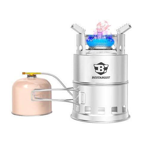 Bestargot Camping Stove, Portable Gas Stove/Wood Stove with Carrying Bag, Dual Fuel Backpacking Stove for Camping, Hiking, Trekking, Fishing, Hunting and Emergency Use Cover
