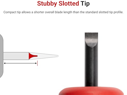 Image of TEKTON 1 /4 Inch Slotted x 1-1 /2 Inch Stubby Screwdriver | 26621 | Made in USA