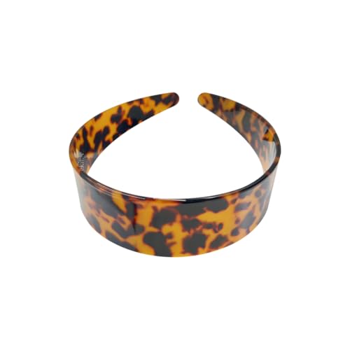 UUYYEO Wide Tortoise Shell Headband with Teeth Leopard Print Plastic Headband Animal Pattern Hair Band Non Slip Hairbands Fashion Hair Hoop Trendy Head Accessories for Women Red Brown