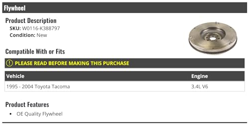 Marketplace Auto Parts Flywheel - Compatible with 1995-2004 Toyota Tacoma 3.4L V6
