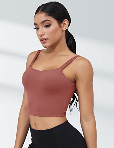 Image of LUYAA Womens Workout Sports Bras Backless Padded Yoga Tank Tops Crop Twist Low Back Cami Bra for Gym
