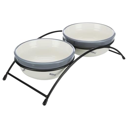 Trixie 24790 Napf-Set Eat on Feet, Keramik, 2 × 0,3 l/ø12 cm, rot/schwarz/creme