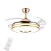 WUPYI2018 Ventilatore da soffitto con luce LED e telecomando, lama retrattile, moderno ventilatore da soffitto, lampadario, luce per soggiorno, interno LED, lampadario con ventilatore