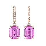 Tolldek Pendientes de oro rosa de 9 K/14 K/18 K, lila de 1,3 quilates, zafiro, clásico, para mujer, forma irregular, moissanite real, pendientes para mujer Au 750/585/375, Oro rosa de 18 quilates