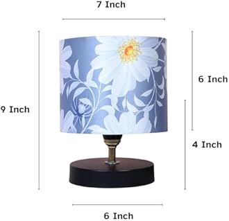 tu casa Urban Radiance Black Metal Base Table Lamp with Narcissue Floral Print with Satin Shade for Home Decoration Bedroom Living Room Lounge Office Festival Gifting Study Table